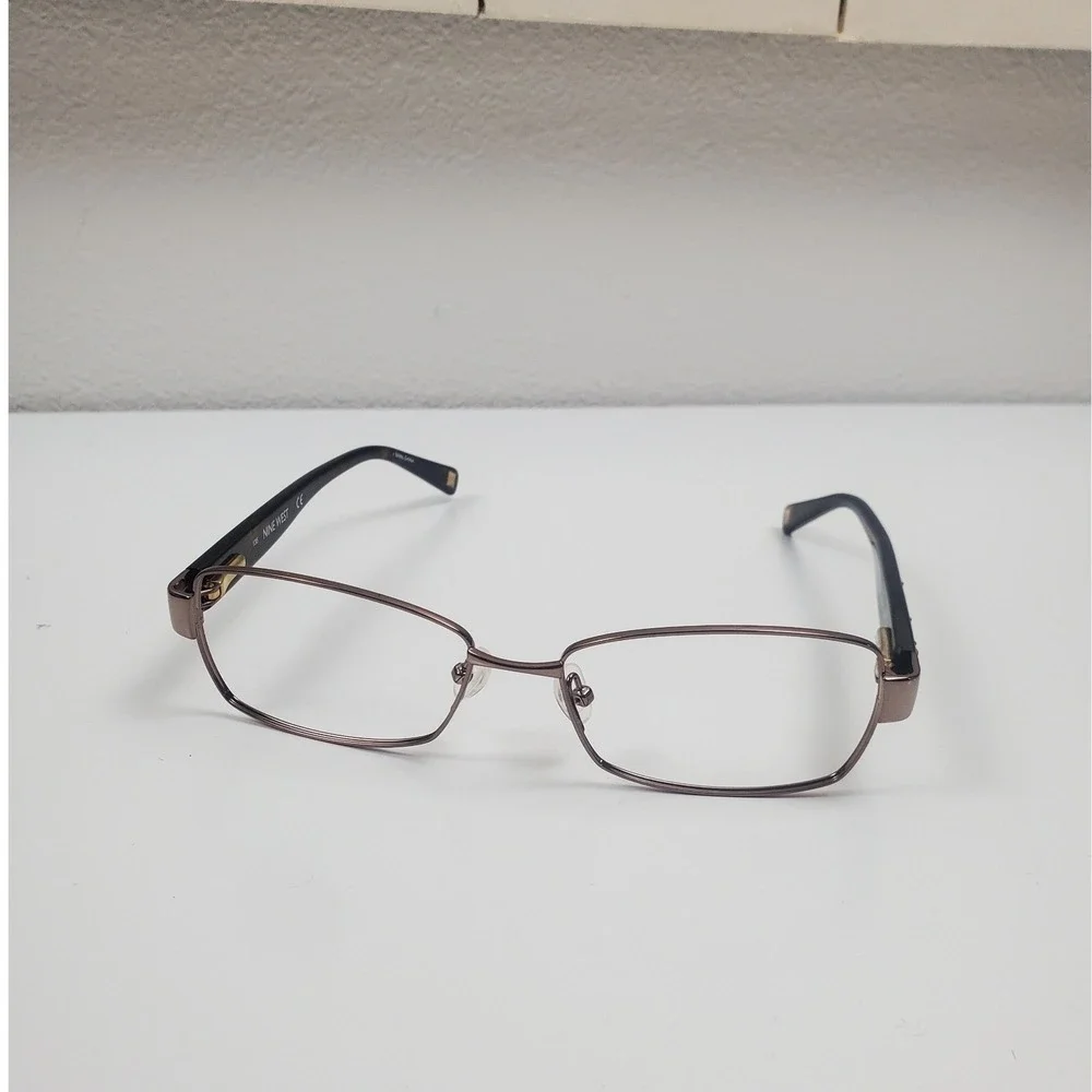 Nine West NW1021 Brown Metallic Rectangular Eyeglass Frames 52-15-135 with Case